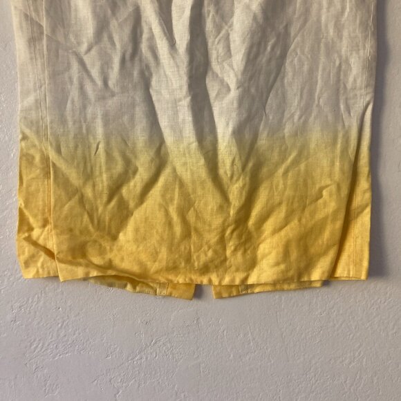 J Crew 100% Linen Pencil Skirt Yellow White Ombre Knee Length Office Summer 8 - Picture 4 of 12